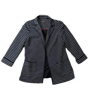 Talbot's Womens Jacket Size S "Ottoman" Sweater Jacket Navy/White Stripe